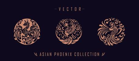 Asian traditional phoenix pattern ancient Chinese phoenix vector