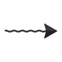 Black arrow pointer cursor, Silhouette wavy arrow, Vector element isolated on white