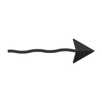 Black arrow pointer cursor, Silhouette wavy arrow, Vector element isolated on white