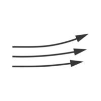 Direction pointer, air movement wind, black arrow sign vector element