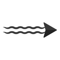 Black arrow pointer cursor, Silhouette wavy arrow, Vector element isolated on white