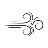 Wind direction of air movement sign, black curl lines silhouette sign of movement intensity, smoke fog or wind. Vector element on white isolate.