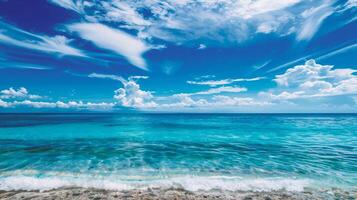 AI generated Beautiful seascape. Blue sea and sky with clouds photo