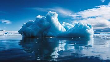 ai generado icebergs en glaciar laguna foto