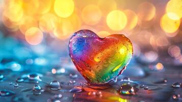 AI generated Colorful heart shape on bokeh background. Love concept. photo