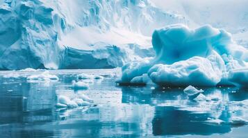 AI generated Icebergs in glacier lagoon photo