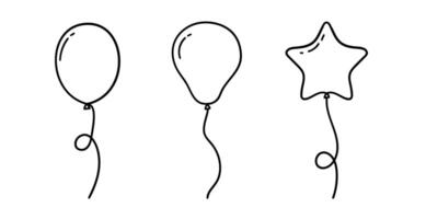 Vector drawing of hot air balloons in doodle style