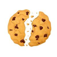 Delicious chocolate chip cookie hand drawn cartoon style isolated on a white background vector