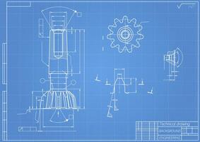 mecánico Ingenieria dibujos en azul antecedentes. grifo herramientas, taladrador. técnico diseño. cubrir. Plano. vector ilustración.