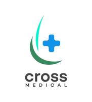 logotipo médico cruzado vector