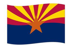 Waving flag of the Arizona state. Vector illustration.