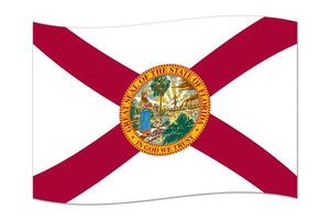 Waving flag of the Florida state. Vector illustration.