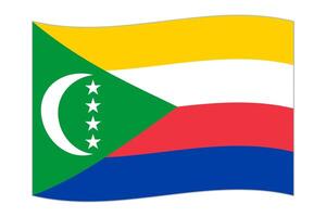 Waving flag of the country Comoros. Vector illustration.