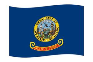 Waving flag of the Idaho state. Vector illustration.