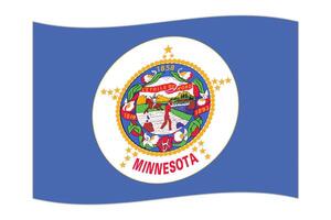 Waving flag of the Minnesota state. Vector illustration.