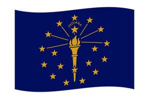 Waving flag of the Indiana state. Vector illustration.