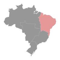 Northeast Region map, Brazil. Vector Illustration.