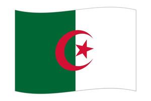 Waving flag of the country Algeria. Vector illustration.