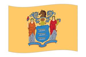 Waving flag of the New Jersey state. Vector illustration.