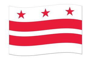 Waving flag of the District of Columbia state. Vector illustration.