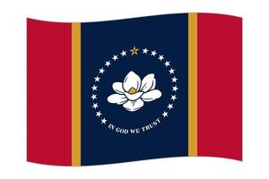 Waving flag of the Mississippi state. Vector illustration.