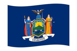 Waving flag of the New York state. Vector illustration.