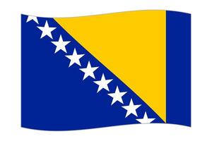 Waving flag of the country Bosnia and Herzegovina. Vector illustration.