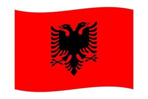 Waving flag of the country Albania. Vector illustration.