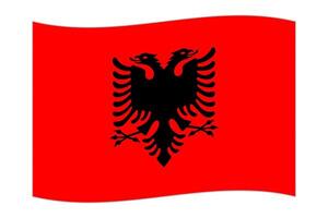 Waving flag of the country Albania. Vector illustration.