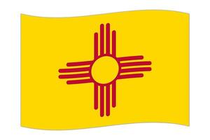 Waving flag of the New Mexico state. Vector illustration.