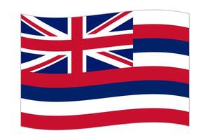 Waving flag of the Hawaii state. Vector illustration.