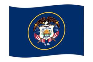 Waving flag of the Utah state. Vector illustration.