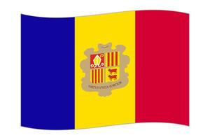 Waving flag of the country Andorra. Vector illustration.