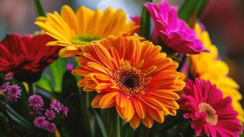 AI generated Colorful gerbera flowers photo