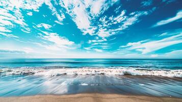 AI generated Beautiful seascape. Blue sea and sky with clouds photo