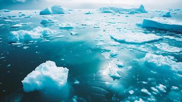 AI generated Icebergs in glacier lagoon photo