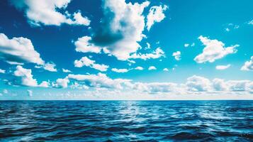 AI generated Beautiful seascape. Blue sea and sky with clouds photo