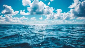 AI generated Beautiful seascape. Blue sea and sky with clouds photo