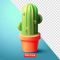 Cactus in a pot, 3d vector. Suitable for design elements vector