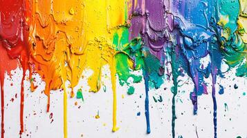 AI generated Colorful oil paint splashes on a white paper. Abstract background photo