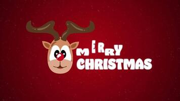 christmas animation with reindeer head and text video