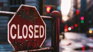 AI generated Close-up of closed sign on a street photo