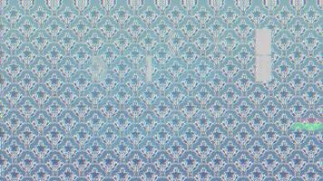 a blue and white patterned wallpaper with a white border video