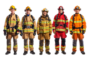 ai generado diverso equipo de bomberos Listo para deber png