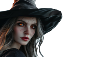 AI generated Mysterious Witch with Fiery Orange Eyes png