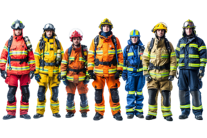 ai generado diverso equipo de bomberos Listo para deber png