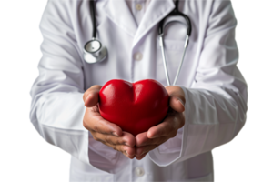 ai généré médecin en portant rouge cœur symbole pour se soucier png