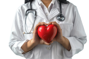 ai gegenereerd dokter Holding rood hart symbool voor zorg PNG
