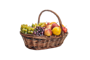 ai generato fresco assortito frutta nel di vimini cestino png