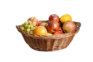 ai gerado fresco sortido frutas dentro vime cesta png